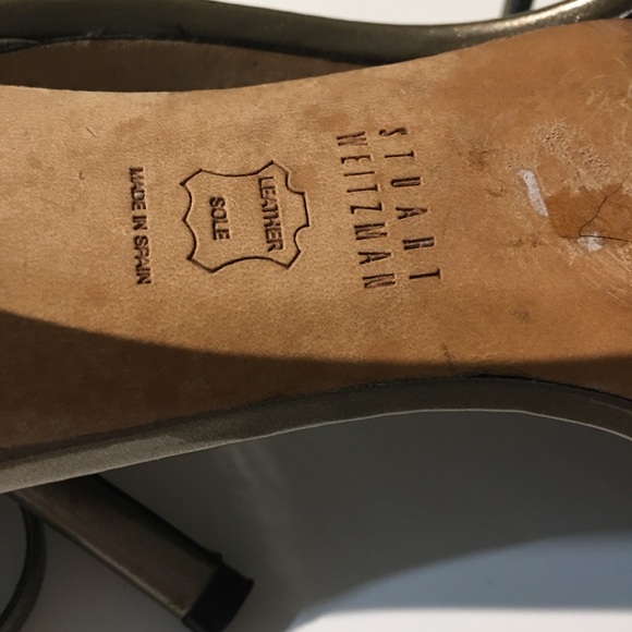 Stuart Weitzman Metallic Nudistsong Heel Sandals Size 8 - Picture 9 of 11